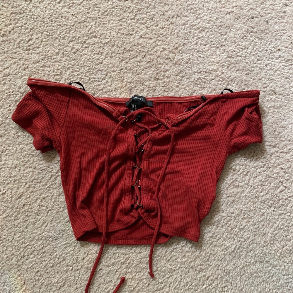 Never worn Forever 21 off the shoulder lace up top